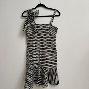 EMPORIO ARMANI Fit and Flare Midi Polka Dot Dress